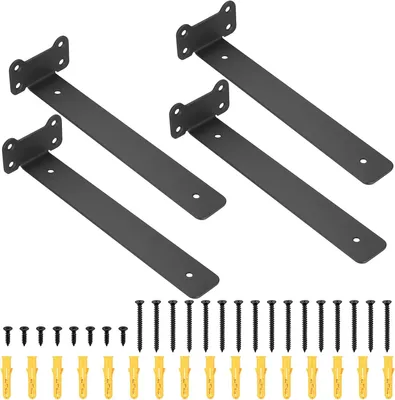 Produktbild von Wandregalhalter 25 cm, 4 Stück, schwarz Stahl, L-Halterungen für Regale