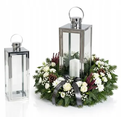 Zdjęcie produktu dla EstiloHome Latarnia Tower, srebrna, chromowana, 38 cm (mała) – lampa wiatrowa do tarasu, balkonu i salonu