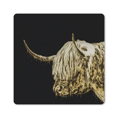 Produktbild von MuchoWow® Mauspad Mousepad Schottischer Highlander - Schottische Kuh - Gold 30x30 cm - Mousepads - Maus Mat - Pad - Mausunterlage - Gaming