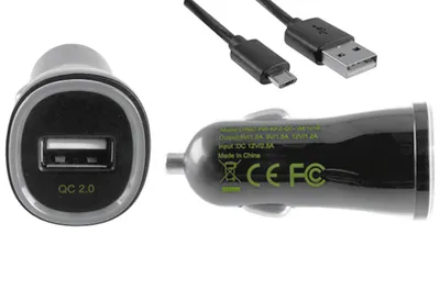 Produktbild von DINIC KFZ Schnelllader Micro USB Kabel, Auto, Zigarettenanzünder, 12 V, 1 m, Schwarz