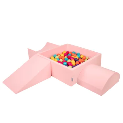 Immagine prodotto di KiddyMoon parco giochi in schiuma con piscina di palline quadrata (300 palline) pozzi di palline per il gioco del bambino percorsi ad ostacoli in piscina,  eu, rosa:verde chiaro/giallo/turchese/arancio/rosa scuro/viola