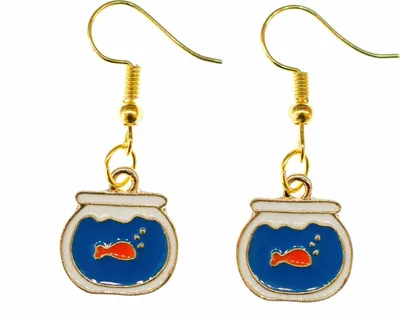 Produktbild von Goldfisch Goldfischglas Ohrringe Miniblings Hänger Fisch Aquarium Emailliert