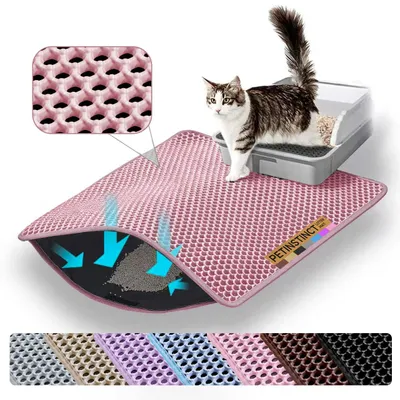 Katzenstreumatte 75x55 cm, doppeltes Wabendesign, wasserdicht, rosa
