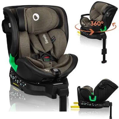 Obrázek produktu pro Dětská autosedačka Lionelo Harmony i-Size, 360° základna EasyTurn, ISOFIX a opěrná noha, BuckleAlarm, ochrana proti bočnímu nárazu, nastavitelná opěrka hlavy a zad - zelená