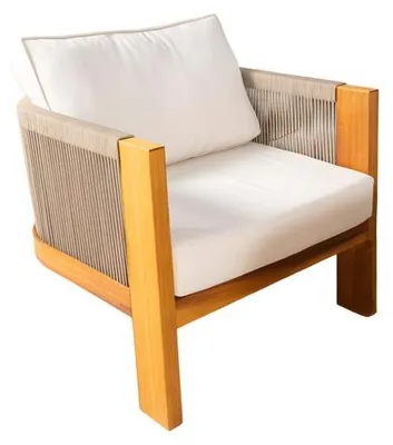 Zdjęcie produktu dla Fotel ogrodowy Fotel beżowy Sofa jednoosobowa z poduszką Tapicerowana