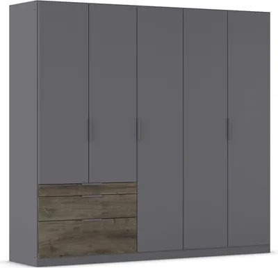 Produktbild von Drehtürenschrank >Koda< in grau metallic / Atlantic Oak dunkel, Holzwerkstoff