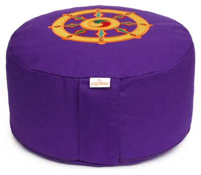 Produktbild von yogabox Meditationskissen Glückssitz® Rondo Dharmarad - violett 33 x 33 x 15 cm  Buchweizenschalen