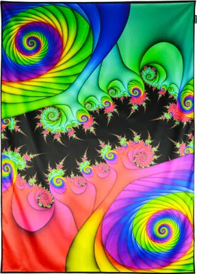 Produktbild von PSYWORK Schwarzlicht Stoffposter Neon "Fractal Landscape", 1,0x1,4m