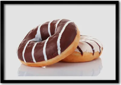 Produktbild von Bild - Bilderrahmen - 100 cm x 70 cm - MDF - Rahmen - Foto - Wandkunst Donuts mit Schokolade