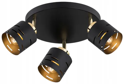 Produktbild von KAR-LIGHTING Runde Deckenleuchte 3-flammig Schwarz, Metall für Esszimmer, verstellbar, E27-Fassung, Innenbeleuchtung