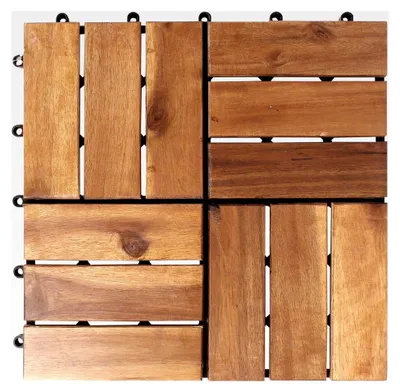 Produktbild von 11 Stück 30x30 cm Akazienfliesen = 1 m² Holzfliesen für Terrasse und Balkon