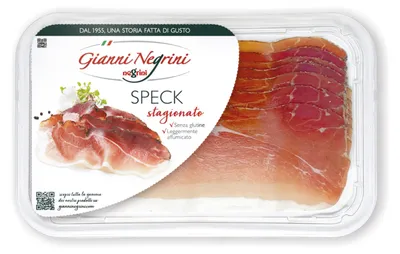 Produktbild von Geräucherter Rohschinken Speck stagionato in Scheiben 80g - Gianni Negrini