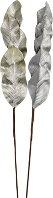 Image de Branche Feuille de rose artificielle 76x20cm argentée Décoration de Noël Branche Feuille de rose