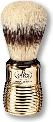 Produktbild von Omega Rasierpinsel reine borste 11205 goldfarbener griff