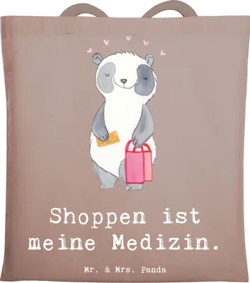 Produktbild von Mr. & Mrs. Panda Shopping Tasche Panda Shopping - Braun Pastell - Geschenk, Shoppen, Einkaufen, Tote Bag, Laptoptasche, canvas, Tragetasche