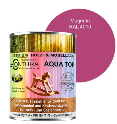Produktbild von Contura 750ml. Möbellack Lack für Kinderspielzeug Buntlack DIN EN71/3 Buntlack Holzlack - RAL 4010 Magento