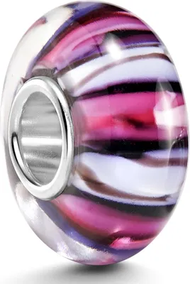 Produktbild von MATERIA by Matthias Wagner Glas Bead pink lila Streifen 1665