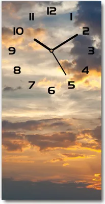 Produktbild von Wanduhr aus Glas – 30x60 cm - Glasbild - Glasuhr - Gehärtetes Glas -Sonnenuntergang Himmel