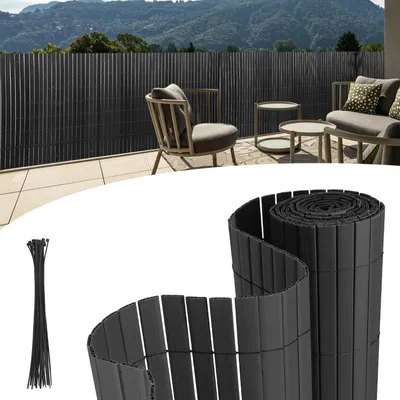 Produktbild von TolleTour PVC Sichtschutzmatte UV-Schutz Sichtschutzzaun Balkon Terrasse Windschutz Sichtschutz Outdoor Balkonverkleidung Wetterfest für Balkon Garten Markise Zaun Terrasse Grau 90x500cm