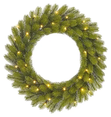 Produktbild von Black Box Trees Nigata Weihnachtskranz mit LED-Lichtern - Ø60 cm - Grün