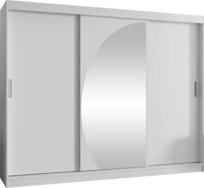 Produktbild von MIRJAN24 Kleiderschrank WIka 250, Schwebetürenschrank mit zwei Kleiderstangen, Garderobe (Farbe: Weiß, Größe: 250 cm, mit Schubladen)