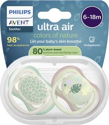 Produktbild von Philips AVENT Schnuller SCF087/17 ultra air, Klassischer Babyschnuller, Kieferorthopädisch, Silikon, Junge/Mädchen, Spülmaschinenbeständig