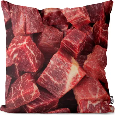 Produktbild von VOID Fleisch Beef Grillen Essen Kissenbezug Kissenhülle sofa couch wohnzimmer dekoration wasserfest Outdoor Garten Kissen bezug deko