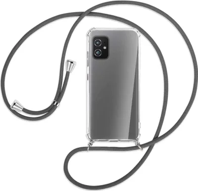 Produktbild von Handykette Backcover-Schutzhülle mit Band (Metall silberfarben) für Asus Zenfone 8 - dunkelgrau