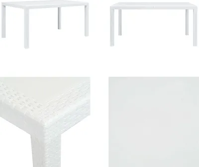 Image de vidaXL Table de jardin blanche 150 x 90 x 72 cm Plastique aspect rotin - Table de jardin - Table d'extérieur - Tables d'extérieur