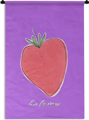 Produktbild von MuchoWow® Wandteppich Wandbehang Erdbeere - Obst - Zitate 90x135 cm Tapisserie Dekoration Wandtuch - Baumwolle - Wandskulptur