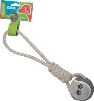 Produktbild von Hundespielzeug Seil mit Ball 33cm Baumwolle Spielzeug Hund Spielzeugseil Wurfseil