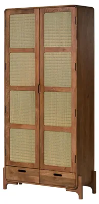 Immagine prodotto di MASSIVMOEBEL24 | Armadio in legno di Mango - alga marina 100x40x200 laccato marrone chiaro MIZUMI #110
