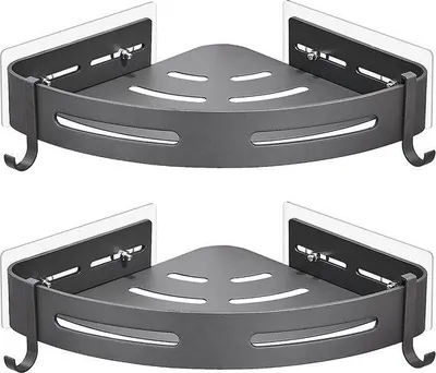 Image de Étagère double en aluminium pour paroi de douche, gris, salle de bains