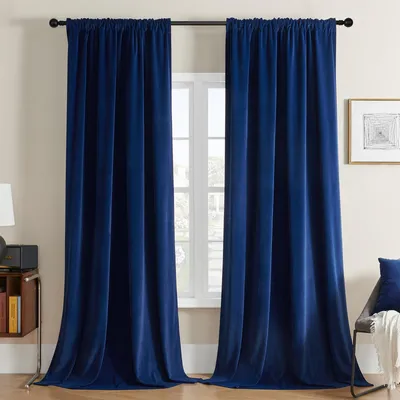Flügelvorhang 2er-Set, 132x245 cm, Blau, Verdunkelnd, Thermo