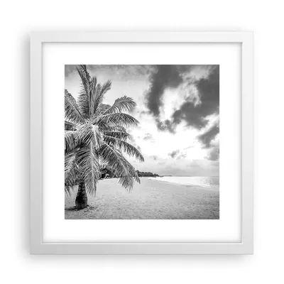 Produktbild von Gerahmtes Poster - Weißer Rahmen - Monochrom Strand Wolken - 30x30 cm - Wand Bild - Wanddeko - Wandbilder - Kunstposter - Wandposter - Bilderrahmen - Bilder - Kunstdruck - P2WAC30x30-4677