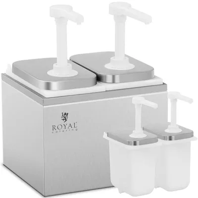 Productafbeelding van Dubbele sausdispenser met roestvrijstalen pomp 2 x 2 liter kunststof