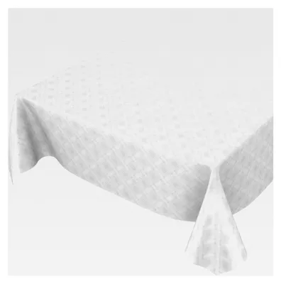 Produktbild von Wachstuchtischdecke abwaschbar Karo einfarbig Uni Weiß Reliefdruck 160x140cm eingefasst