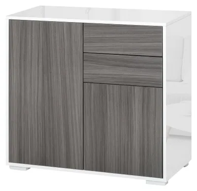 Immagine prodotto di Mobile Multiuso 79x36x74 cm 2 Cassetti 2 Ante  Grigio e Bianco