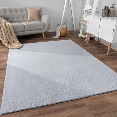 Produktbild von Teppich Kurzflor Unifarben Wohnzimmer schmutzabweisend Grau Rechteckig 120x160 | 100% Polyester | Florhöhe: 12 mm | pflegeleicht