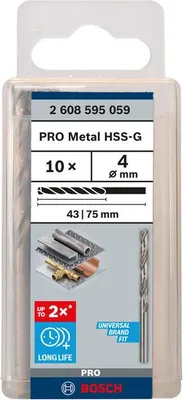 Produktbild von PRO Metal HSS-G Spiralbohrer, 4 x 43 x 75 mm, 10-tlg.