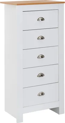 Image de Avec 5 tiroirs 53x114x39 cm commode blanche / moderne chêne | Wohnling