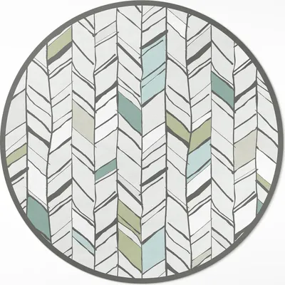 Produktbild von Abstrakte Fischgräten-Illustration im indischen Stil – Vinyl Fußmatte – Ø 100cm – Rutschfest – Pflegeleicht & Langlebig
