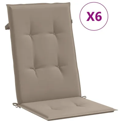 Immagine prodotto di vidaXL Cuscini per sedie da giardino con schienale alto 6 pz. Tessuto Taupe 120x50x3cm