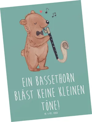 Produktbild von Mr. & Mrs. Panda Postkarte Bassethorn Klänge - Meeresbrise - Geschenk, Klarinettenfamilie, Ansichtskarte, Musiker, Ansichtskarten, Fotokarte, Musikliebhaber, Musik