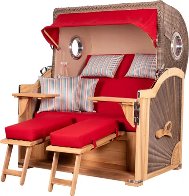 Produktbild von Strandkorb - bene living - Königssee Teak Bullauge - PE grau - Modell 585 - inkl. Liftersystem