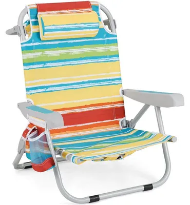 Immagine prodotto di Sedia da spiaggia pieghevole con borsa portaoggetti, 5 posizioni regolabili, tessuto Oxford, disponibile in vari colori