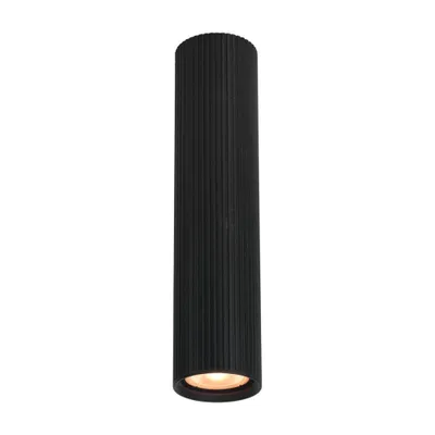Immagine prodotto di Spot a soffitto moderno tubo nero a righe rotondo 24 cm per soggiorno cucina 1xGU10 10W RILOK Italux