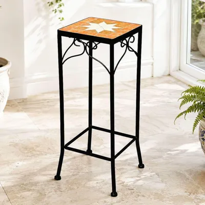 Image de DanDiBo Tabouret à fleurs Mosaïque Angulaire 54 cm Support pour fleurs 12012 Table d'appoint Support pour plantes Table en mosaïque