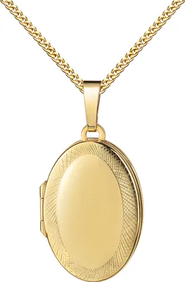 Produktbild von Amulett Medaillon 750 Gold oval Ornament-Rand Verzierung Goldamulett für Damen + Kette 45 cm