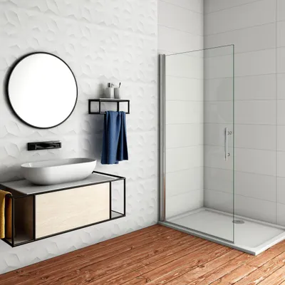 Produktbild von walk in dusche 80cmxH.195cm Duschabtrennung Dreh-Duschwand Pendeltür Duschkabine 6mm ESG Nanoglas